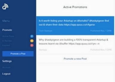 TasklyHub Featured Blog Image of Quuu Advertising