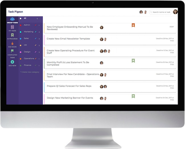 TasklyHub Free Task Management Software List View Example