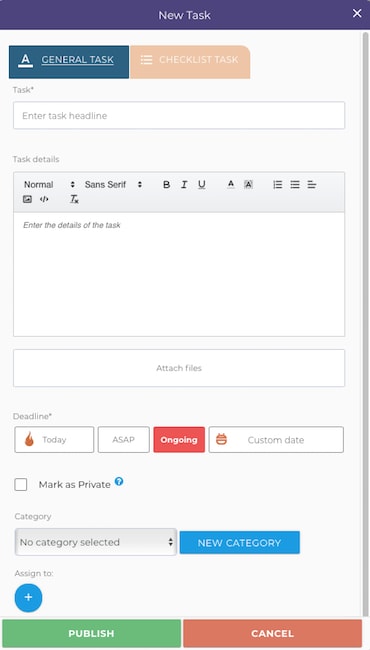 TasklyHub Free Task Management Software - Checklist And General Tasks View
