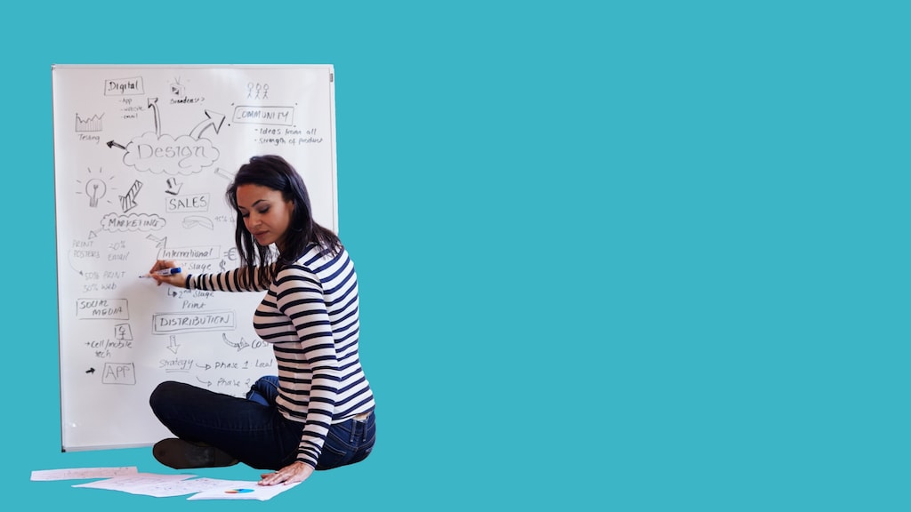 TasklyHub Free Task Management Software For Marketing Teams - Creating Marketing Plan on Whiteboard